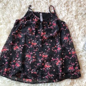 Girls S Black Floral Blouse